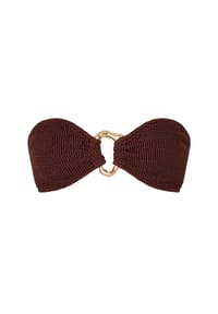 MODA MINX - Bikinioberteil Scrunch mit tollem Schmuckelement - Coffee
