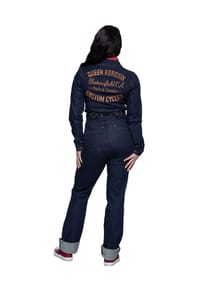 QUEEN KEROSIN - Overall Große Rückenstickerei Custom Cycles und Metallreißverschluss vorn Bakersfield - dunkelblau
