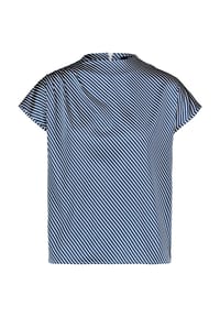 zero - Satin-Bluse mit Kragen - Dark Blue/White