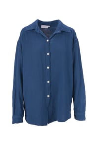 Seasons of April - Bluse Oversized Musselinbluse Sasha Kurze Musselin Hemdbluse mit Knopfverschluss aus 100% Baumwolle - Anthrazit