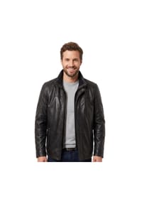 MADDOX - MADDOX - Herren Lederjacke Longjacke Parka Lammnappa schwarz - schwarz
