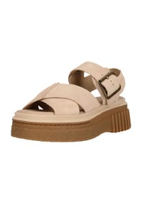 CLARKS® - Sandale Evamar im angesagten und komfortablen Chunky-Stil - 5336 Ecru Suede