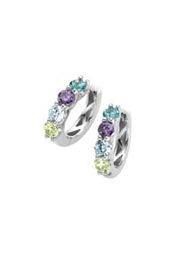 GIORGIO MARTELLO MILANO - Klappcreolen mit Zirkonia und Kristallsteinen, Silber 925 - mehrfarbig