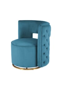 Kayoom - Sessel Drehsessel Beverly 125 Petrol - gold – Eiche - petrol - gold