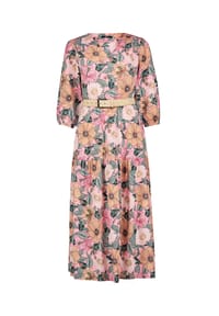 zero - Maxikleid mit Blumenprint - Rosé/Green
