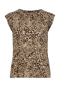 zero - Kurzarm-Shirt mit Animalprint - Beige/Brown