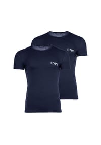 EMPORIO ARMANI - Herren T-Shirt, 2er Pack - BOLD MONOGRAM, Kurzarm, Rundhals, Stretch Cotton - Blau