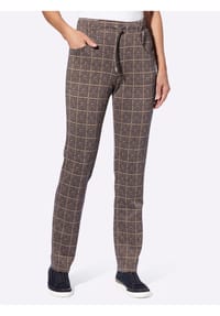 Sieh an! - Jersey-Hose - marine-camel-gemustert