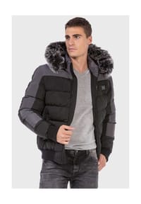 CIPO & BAXX® - Winterjacke mit abnehmbaren Kunstfellkragen - BLACK