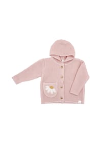 maximo® - GOTS BABY GIRL-Strickjacke, Margerite, Tasche,Kapuze, Knöpfe - beigemeliert