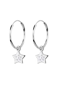 elli. - Ohrringe Creolen Stern 925 Silber, Mit Kristallen Von Swarovski® - Schwarz