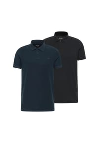 MUSTANG® - Herren Poloshirt 2er Pack - Palco, Bio-Baumwolle, Knit Piqué, einfarbig - Dunkelblau