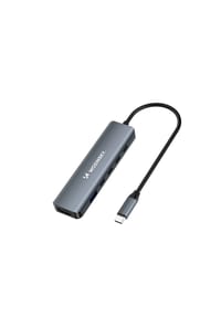 COFI - Wozinsky WHBC10Y4S USB-C 6-in-1 Hub 4K 100?W PD, grau - Grau 10 × 4 × 1,5?cm
