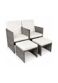 VCM. 4-tlg. Set Gartenstuhl | Loungestuhl Sessel | Maße pro Stuhl ca. H. 84 x B. 53 x T. 53 cm | Rattan | Balkonstuhl mit Sitzkissen - Raloso - VCM Raloso - Braun