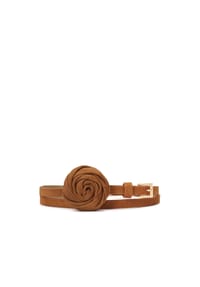 Kazar - Hellbrauner Gürtel mit räumlicher Blumenapplikation - Hellbraun