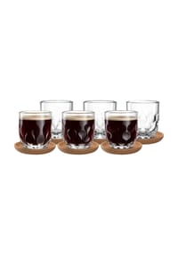LEONARDO - Kaffeegläser mit Untersetzer Gocce 220 ml 6er Set transparent - transparent