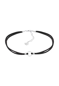 elli. - Halskette Trend Choker Kreis Band Schwarz 925 Silber - Gold