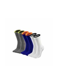 MUNADUNA - 3er-Pack Anti-Rutsch Socken – zweilagiges Bündchen Fitness-Socken,Handgekettelt,Anti-Rutsch - Blau-Weiß Mix
