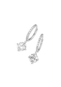 SMART JEWEL® - Klappcreolen mit Behang, weiße Zirkonia, Silber 925 - silber