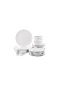 ALMINA® - Pearly 26-teiliges Tafelservice - Porzellan-Geschirrset für 6 Personen - Weiß 26-teilig