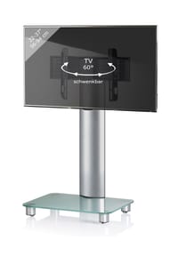 VCM. - TV Standfuß 26-40 Zoll | VESA max. 600x400 bis 30 kg | Fernseh Ständer aus Alu | TV Bodenständer mit Rollen | Maße ca. H. 100 x B. 60 x T 44 cm  | Fernsehstand Bilano - Mattglas