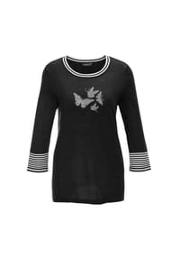 GOLDNER - Kurzgröße:  Pullover mit femininem Motiv - schwarz / weiß