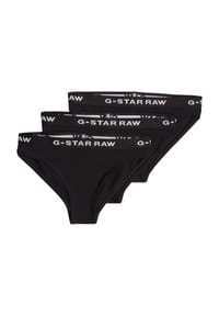 G-STAR RAW - Damen Slips, 3er Pack - Briefs, Cotton Stretch, einfarbig - Schwarz