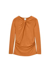 MADELEINE - Langarm-Shirt mit Raff- und Knoten-Effekt - wüstenorange