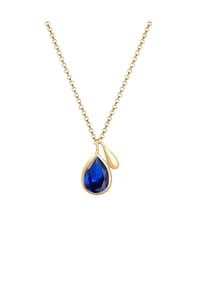 elli. PREMIUM - Halskette Panzerkette Drop Saphirblau 925 Silber Vergoldet - Gold