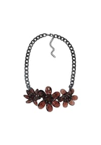 Steuer Modeschmuck - Kette Metall Glasstein - Schwarz