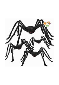 MANIKE - 4er-Set Realistische Halloween Spinnen mit Kunstfell – Biegsame Riesenspinnen - schwarz