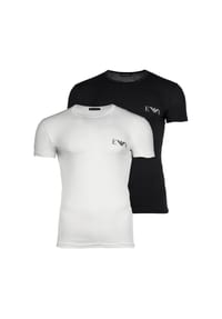 EMPORIO ARMANI - Herren T-Shirt, 2er Pack - BOLD MONOGRAM, Kurzarm, Rundhals, Stretch Cotton - Schwarz/Weiß