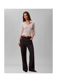 Calvin Klein Jeans - Langarmshirt, Henley-Ausschnitt, für Damen - QCF GREY