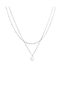 elli. - Halskette 2-Lagig Layer Plättchen Kreis 925 Silber - Gold