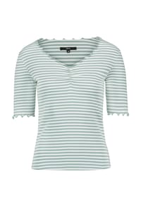 zero - Halbarm-Shirt mit Raffung - Blue/Cream