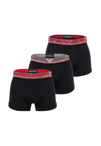 EMPORIO ARMANI - Herren Trunks, 3er Pack - SHINY LOGOBAND, Shorts, Stretch Cotton - Rot/Grün/Blau