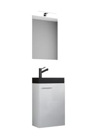 VCM. - 3-tlg Set | Waschplatz für Gäste WC | Gästebad | Waschtisch mit Spiegel | Badezimmer Set – Slito SP-BL - Honig-Eiche