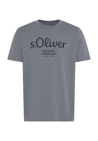 s.Oliver - Herren T-Shirt- Basic, Logoprint, Rundhals, Baumwolle - 12D1 YELLOW