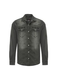 CIPO & BAXX® - Jeanshemd CH189 hochwertiger Denim-Stoff - ICEBLUE