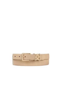 kazar - Beigefarbener Gürtel mit monogrammierter Gürtelschlaufe - Beige