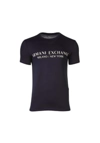 ARMANI EXCHANGE - Herren T-Shirt - Schriftzug, Rundhals, Cotton Stretch - Marine