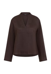 MANGUUN collection - Leinenbluse, Split-Neck, für Damen - 2 TAUPE