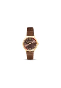 CŒUR DE LION - Uhr Sparkling Sunray mit Lederarmband - braun/gold