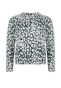 ROADSIGN® australia - Damen Sweatshirt Leona im Leo Design & Stehkragen - navy/weiss/grün