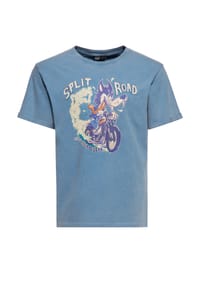 KING KEROSIN - Print-Shirt Acid Washed Split The Road - himmelblau