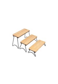 Cheffinger - 6-tlg. Bambus Serviertablett – 3-stöckige Etagere für Servieren - Schwarz 6-tlg.