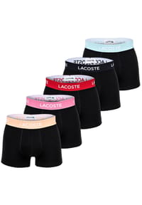 LACOSTE - Herren Boxershorts, 5er Pack - Trunks, Casual, Cotton Stretch, Logobund - Schwarz