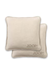 JOOP! - Kissenhülle, 2er Pack - UDF Doubleface, 50x50 cm, Logo - Beige