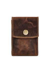 GREEN BURRY Vintage - Vintage Kreditkartenetui RFID Schutz Leder 7 cm - braun