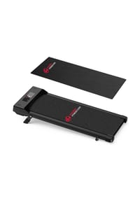 HOME FITNESS CODE - 2-in-1 Laufband C1, manuelle Steigung, LED-Display, Fernbedienung, Trainingsmatte, Schwarz - 